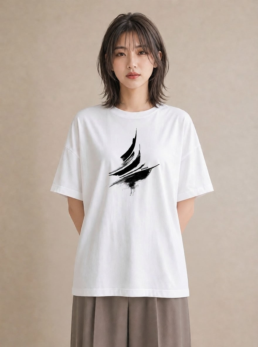 グラフィックTシャツ レディース 紙の船 水辺 ナチュラル アンティーク イラスト カジュアル 母の日 ビーチ 白T