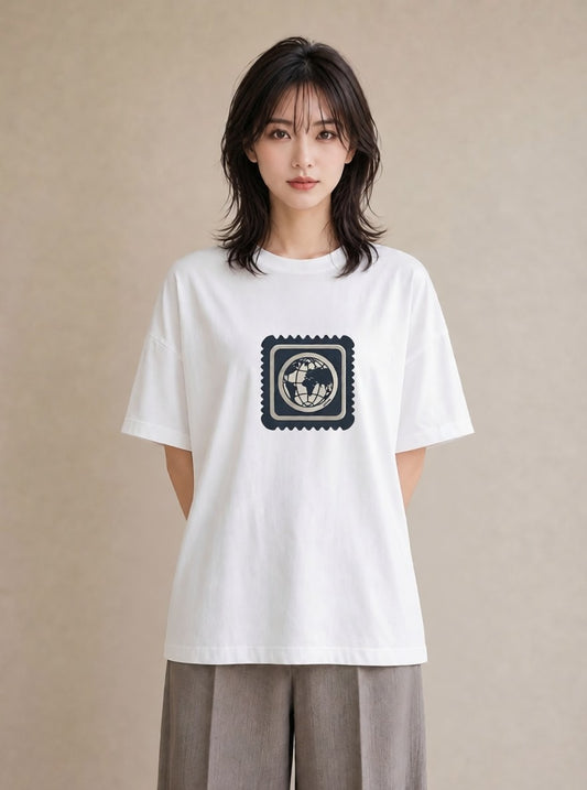 デザインTシャツ レディース 旅 トラベル スタンプ イラスト 手描き風 敬老の日 ホワイトデー 白T
