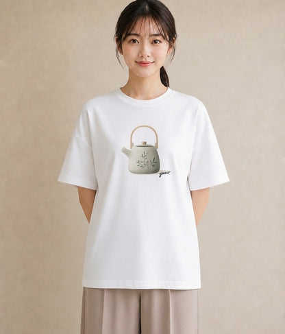 デザインTシャツ レディース ハーブティー 食べ物 フード イラスト 韓国風 春コーデ 姉妹 白T