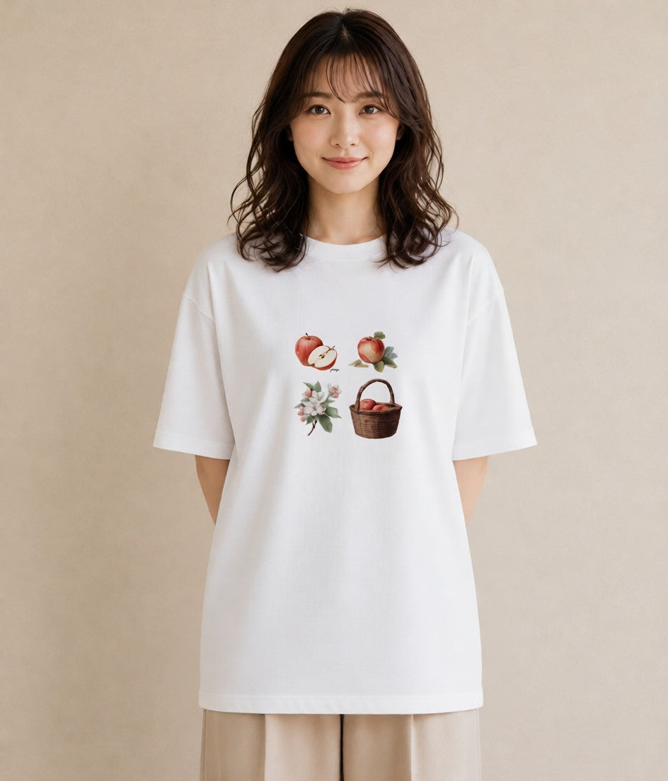 グラフィックTシャツ レディース 実り 植物 ボタニカル イラスト ヴィンテージ風 ビーチ デイリーウェア 白T