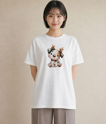 Tシャツ レディース 犬好き 犬 いぬ イラスト 水彩風 カフェ巡り 女子会 白T