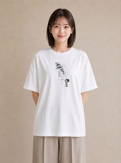 プリントTシャツ レディース 風鈴 ガラス 夏 ナチュラル アンティーク イラスト ガーリー 在宅 公園 白T