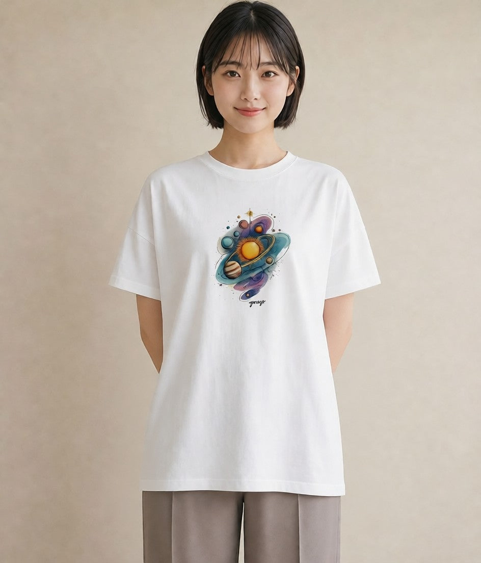 グラフィックTシャツ レディース 双子座 星空 宇宙 イラスト ゆるコーデ 部屋着 女性向けギフト 白T