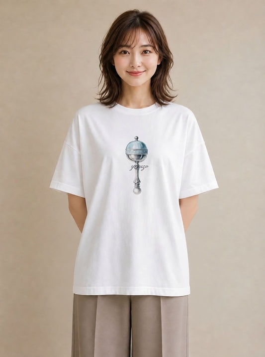 半袖Tシャツ レディース 風鈴 ガラス 夏 ナチュラル アンティーク イラスト 普段使い 休日 ペアコーデ 白T