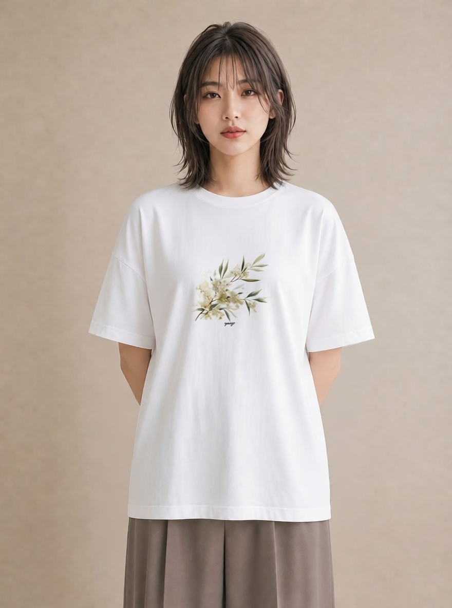 プリントTシャツ レディース すずらん 花 花柄 イラスト 抜け感 旅行用 海 白T