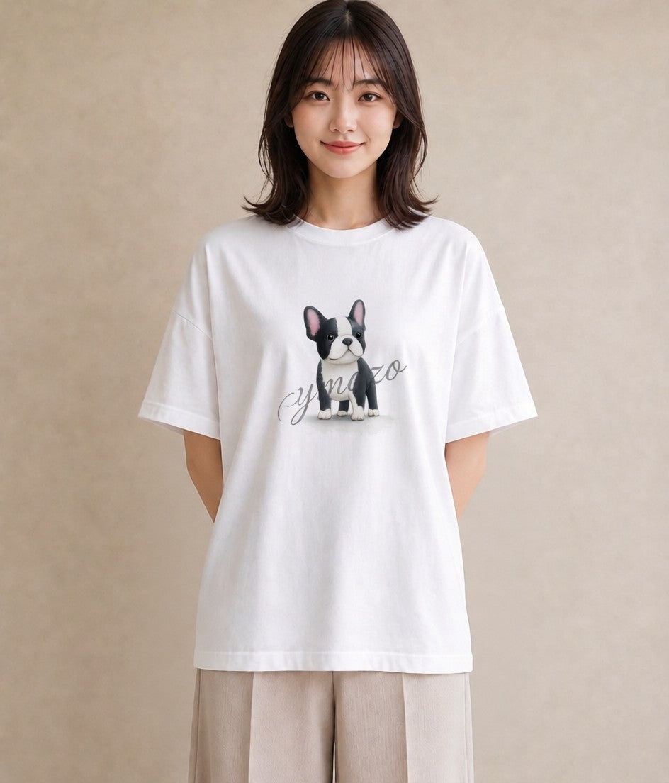 半袖Tシャツ レディース わんこ 犬 いぬ イラスト 旅行コーデ 通学 誕生日プレゼント 白T