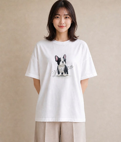 半袖Tシャツ レディース わんこ 犬 いぬ イラスト 旅行コーデ 通学 誕生日プレゼント 白T