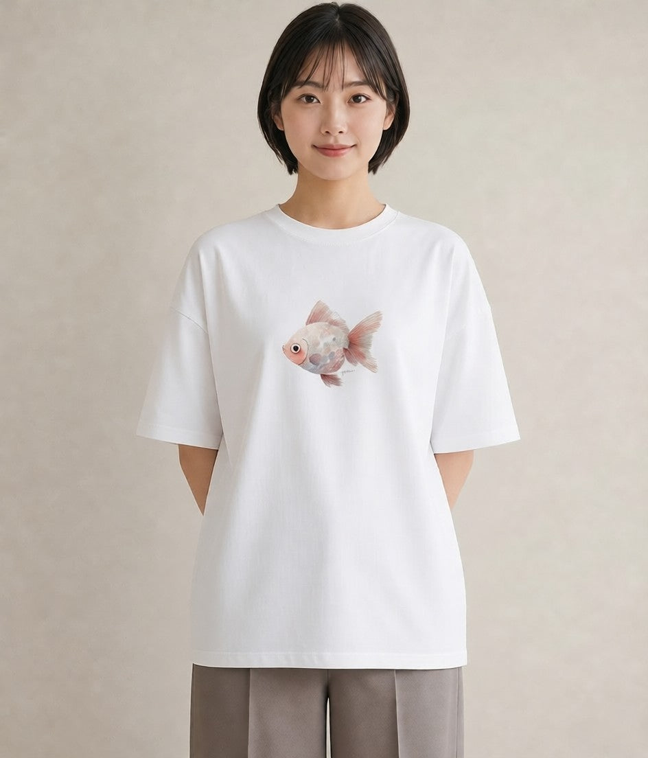 デザインTシャツ レディース メダカ ペット 動物 イラスト 春コーデ 姉妹 白T