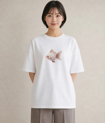 デザインTシャツ レディース メダカ ペット 動物 イラスト 春コーデ 姉妹 白T
