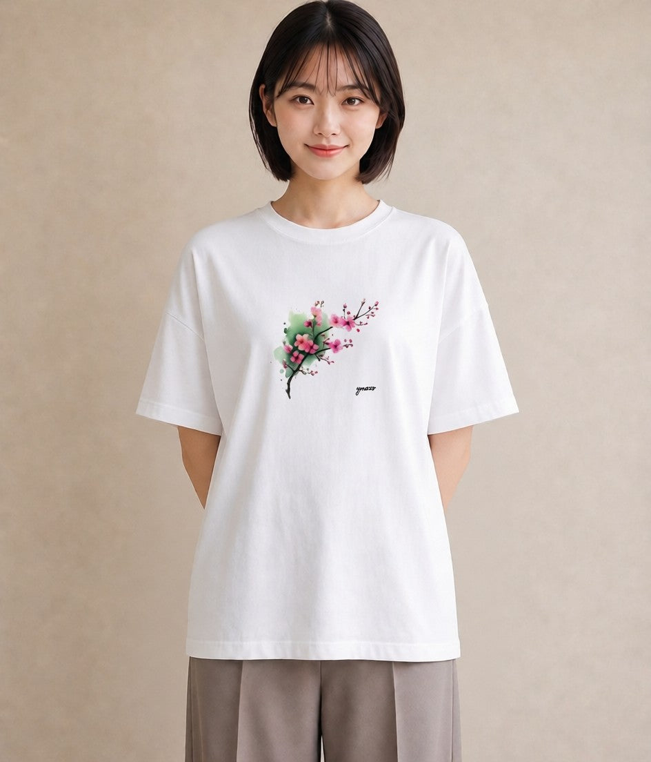 プリントTシャツ レディース さくら 桜 サクラ 花 花柄 イラスト 可愛い レイヤード 友達ギフト 白T