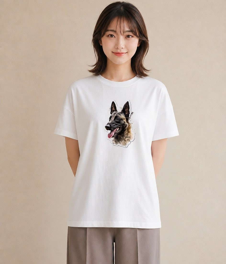 Tシャツ レディース ジャーマンシェパード 犬 いぬ イラスト 韓国風 敬老の日 ホワイトデー 白T