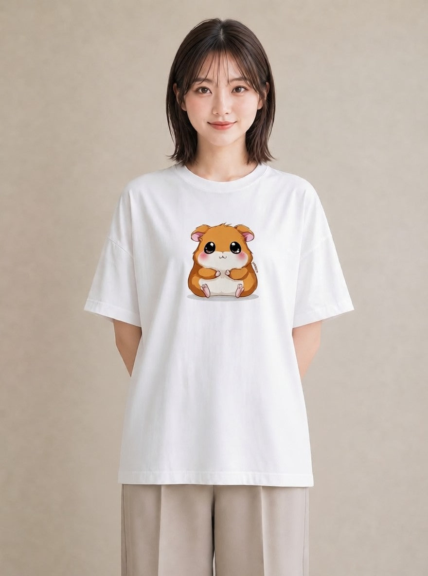 Tシャツ レディース ロボロフスキー ペット 動物 イラスト ゆるかわ デイリーウェア 休日 白T