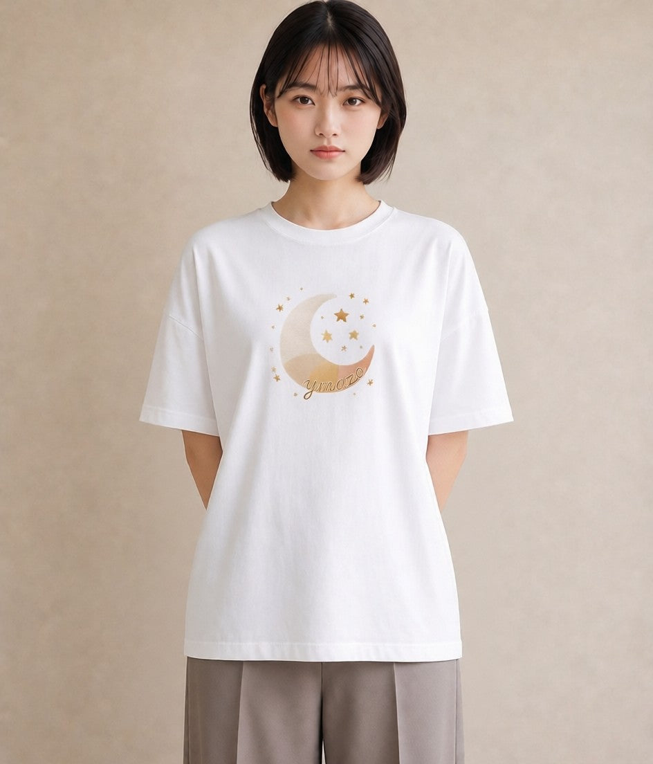 プリントTシャツ レディース 満月 星空 宇宙 イラスト ゆるかわ 春コーデ 姉妹 白T