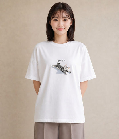 デザインTシャツ レディース 肉球 猫 ねこ イラスト カフェ巡り 女子会 白T