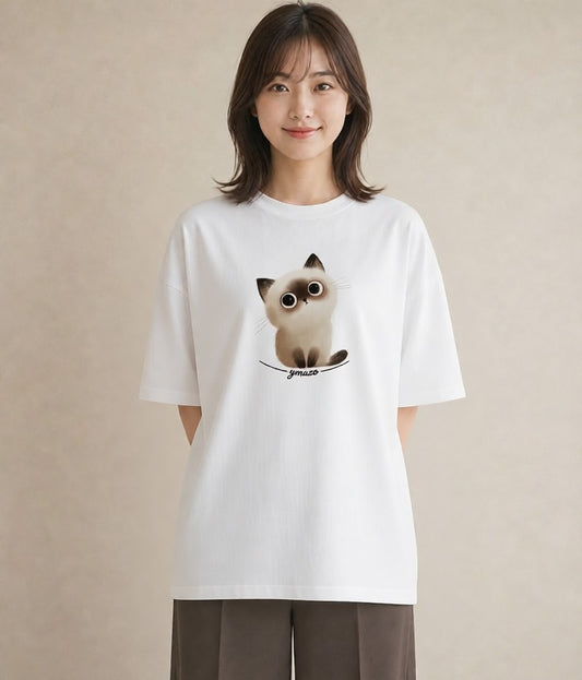 グラフィックTシャツ レディース スコティッシュフォールド 猫 ねこ イラスト シンプル ホワイトデー 春服 白T