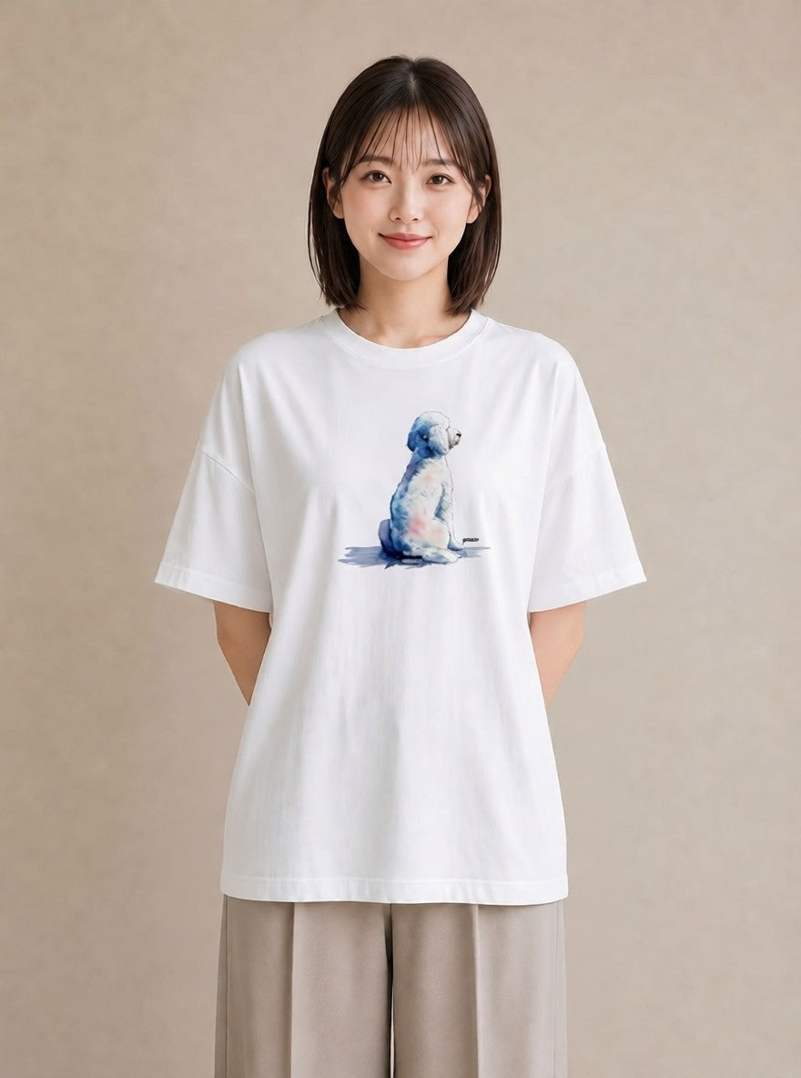 デザインTシャツ レディース 保護犬 犬 いぬ イラスト ボタニカル 在宅 公園 白T