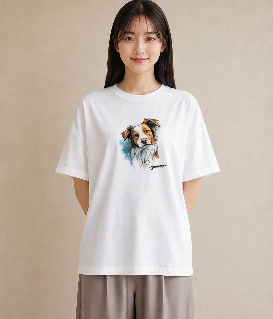 グラフィックTシャツ レディース 保護犬 犬 いぬ イラスト シンプル 通勤 在宅 白T