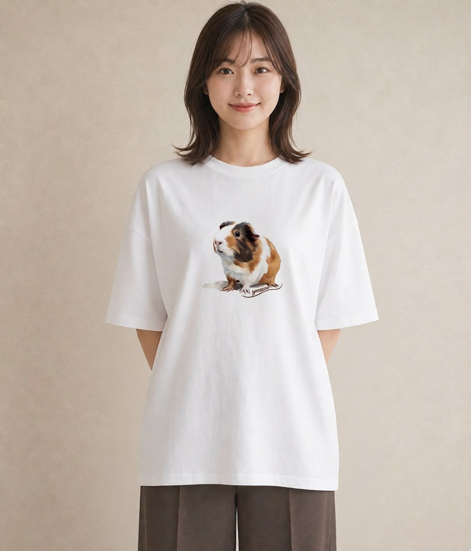 プリントTシャツ レディース デグー ペット 動物 イラスト カフェコーデ 旅行用 海 白T