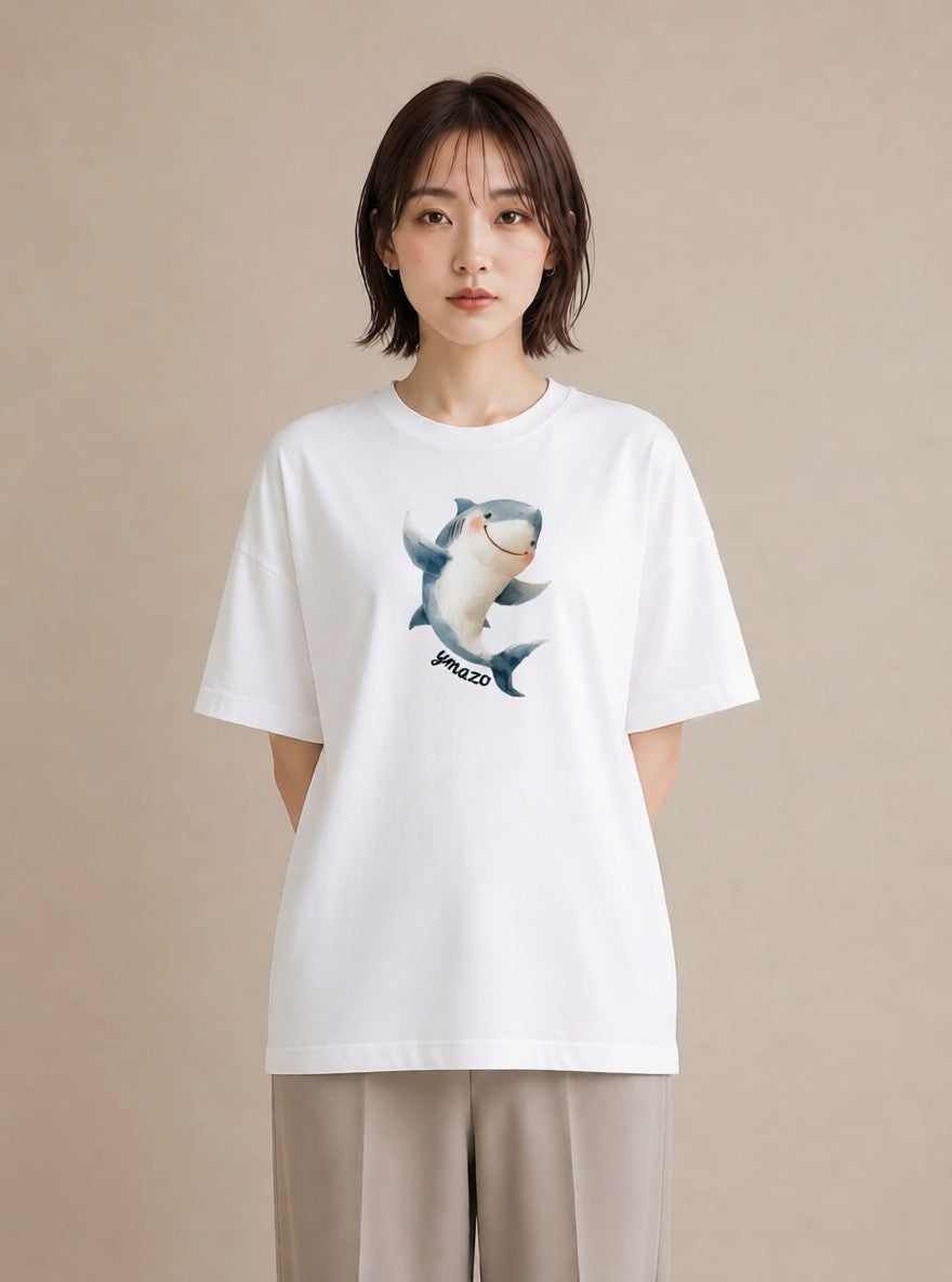 Tシャツ レディース クジラ 海の生き物 海 イラスト フェミニン 送別ギフト 通勤 白T