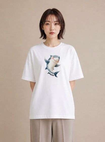 Tシャツ レディース クジラ 海の生き物 海 イラスト フェミニン 送別ギフト 通勤 白T