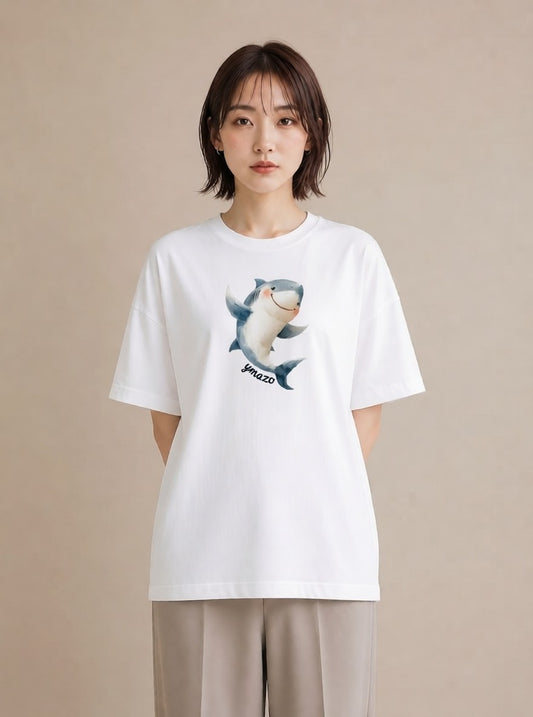 Tシャツ レディース クジラ 海の生き物 海 イラスト フェミニン 送別ギフト 通勤 白T