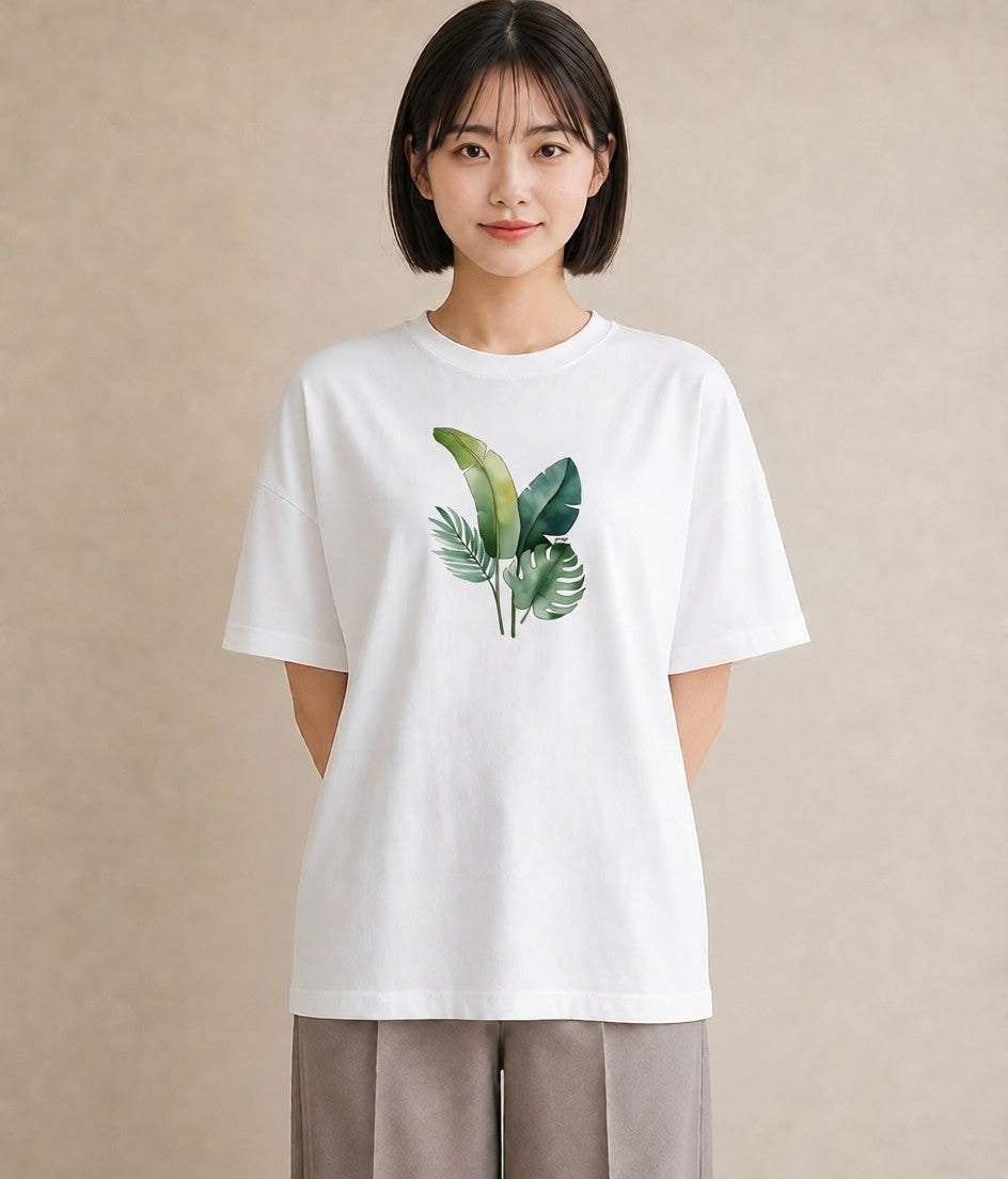 デザインTシャツ レディース バナナ 食べ物 フード イラスト ラフカジュアル 春服 ミセス 白T