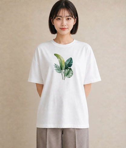 デザインTシャツ レディース バナナ 食べ物 フード イラスト ラフカジュアル 春服 ミセス 白T