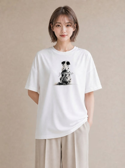 Tシャツ レディース ボーダーコリー 犬 いぬ イラスト レトロ 旅行 母娘コーデ 白T