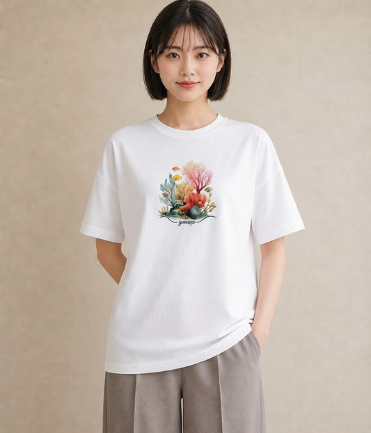 デザインTシャツ レディース カクレクマノミ 海の生き物 海 イラスト ユニーク 自分用 ルームウェア 白T