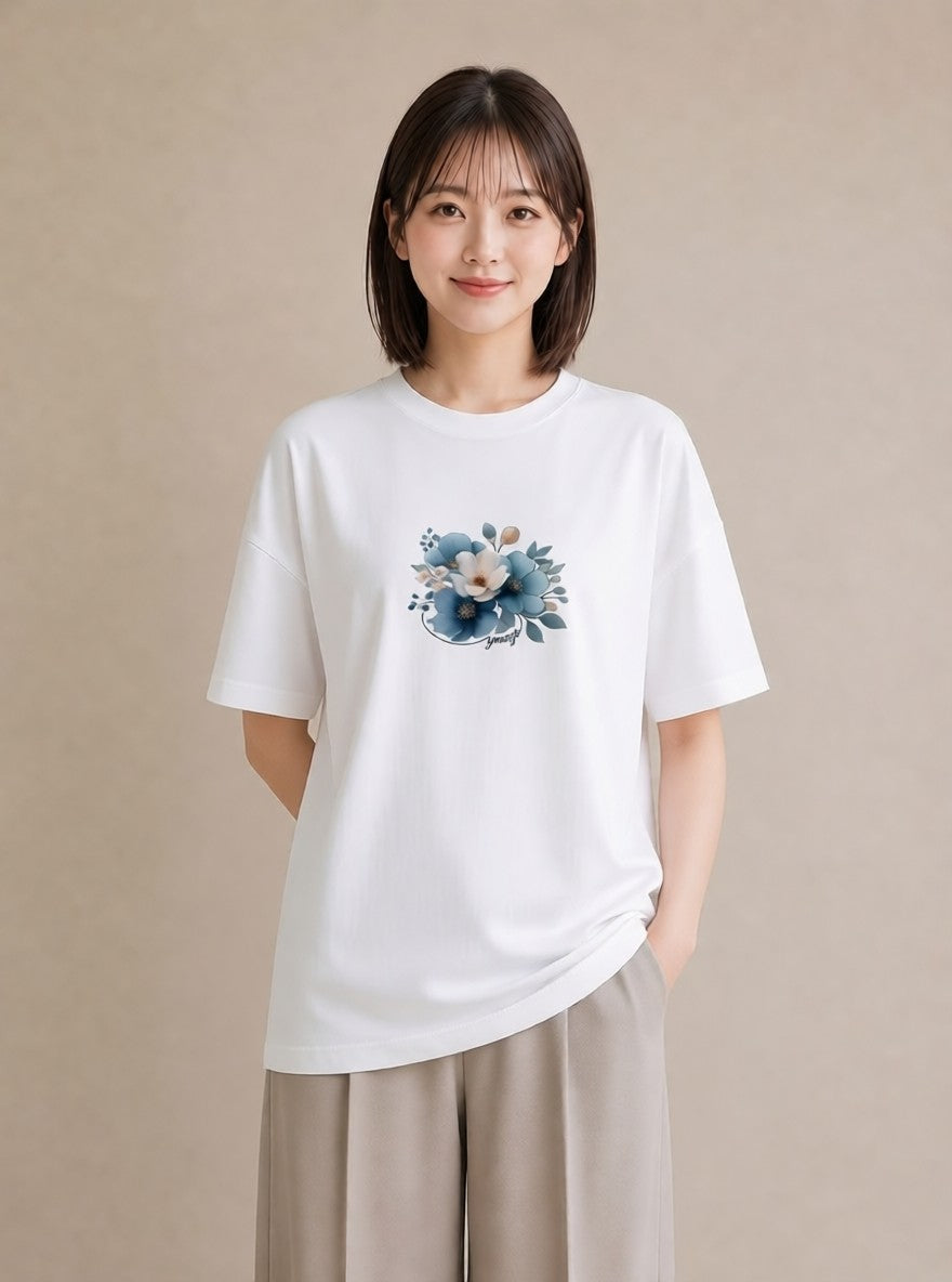 プリントTシャツ レディース ポスト 野の花 レトロ ナチュラル アンティーク イラスト カジュアル 女子会 お揃い 白T