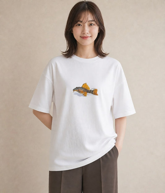 Tシャツ レディース 出目金 ペット 動物 イラスト ナチュラル 休日 ペアコーデ 白T