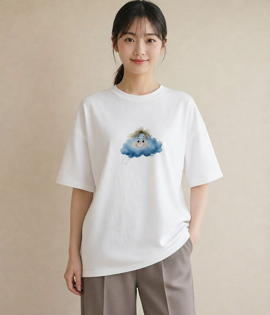 半袖Tシャツ レディース 空 星空 宇宙 イラスト 韓国風 敬老の日 ホワイトデー 白T