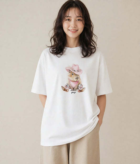 デザインTシャツ レディース ジャンガリアンハムスター ペット 動物 イラスト ゆるかわ 旅行用 海 白T