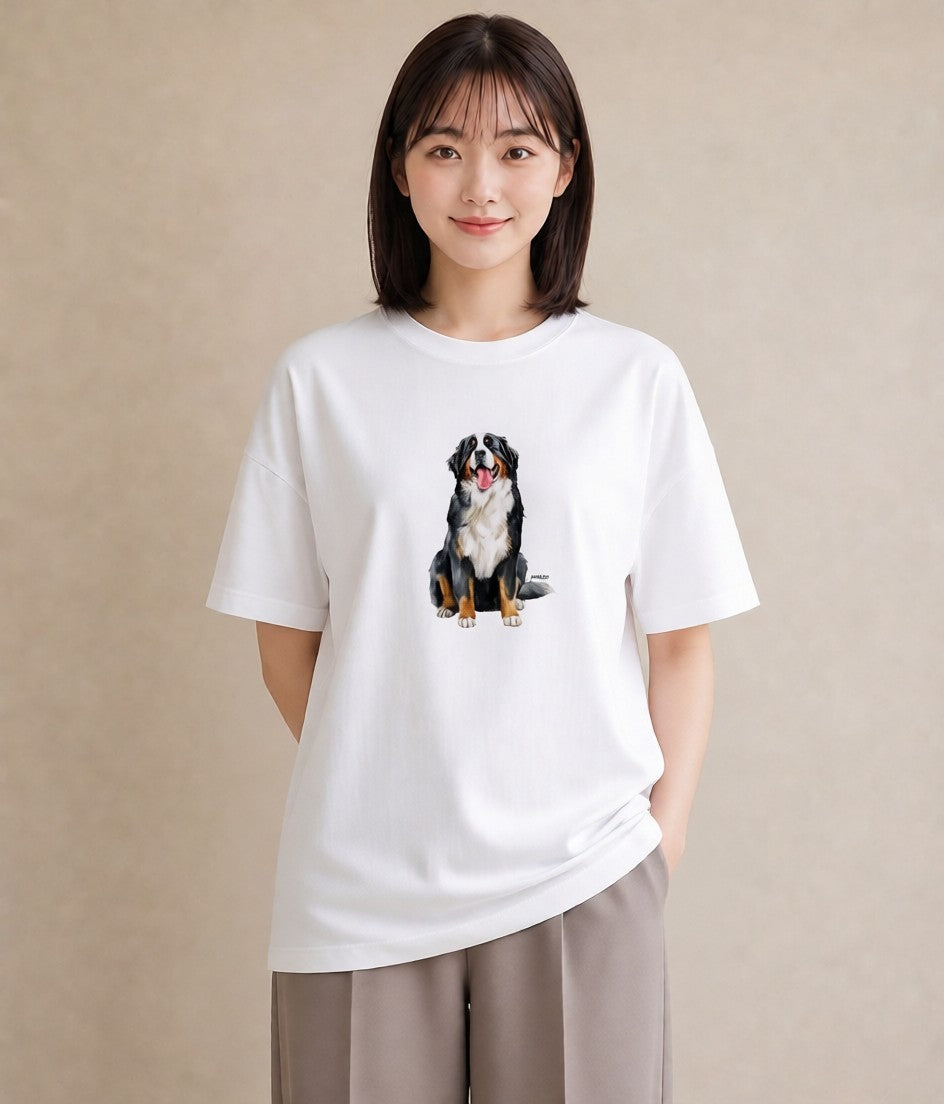 Tシャツ レディース 老犬 犬 いぬ イラスト 普段使い 在宅 公園 白T