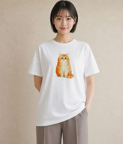 Tシャツ レディース ペルシャ 猫 ねこ イラスト お揃い 親子 白T