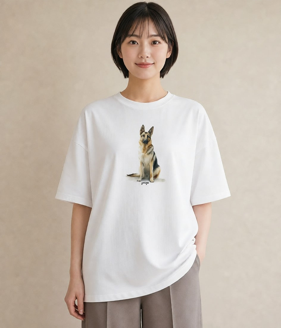 デザインTシャツ レディース 愛犬 犬 いぬ イラスト ゆるコーデ カフェ服 クリスマス 白T