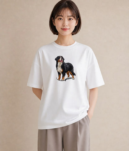 プリントTシャツ レディース バーニーズマウンテンドッグ 犬 いぬ イラスト こなれ感 お揃い 親子 白T