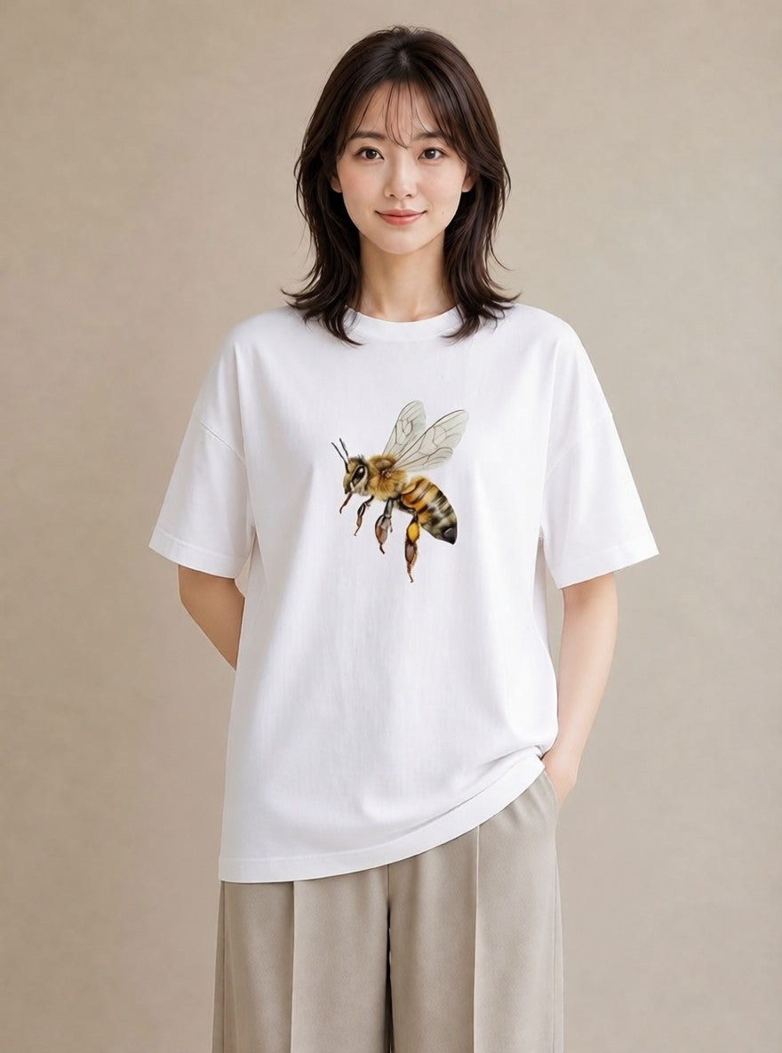 Tシャツ レディース ハニー 食べ物 フード イラスト ラフ 送別ギフト 通勤 白T