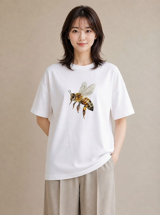 Tシャツ レディース ハニー 食べ物 フード イラスト ラフ 送別ギフト 通勤 白T