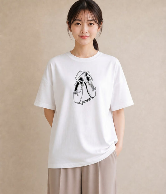 デザインTシャツ レディース バレエシューズ バレエ トウシューズ ナチュラル アンティーク イラスト ガーリー 週末コーデ 敬老の日 白T