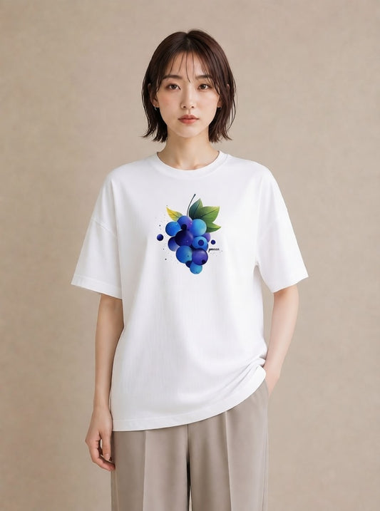 Tシャツ レディース ブルーベリー 食べ物 フード イラスト 北欧風 敬老の日 ホワイトデー 白T