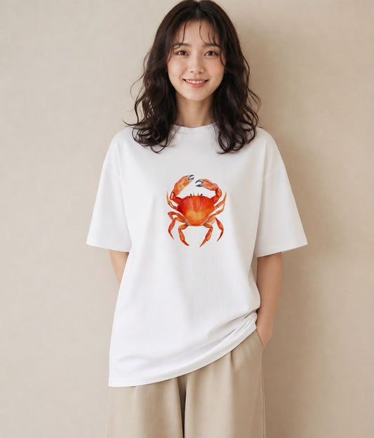 デザインTシャツ レディース ヤドカリ 海の生き物 海 イラスト ラフ ルームウェア ギフト 白T