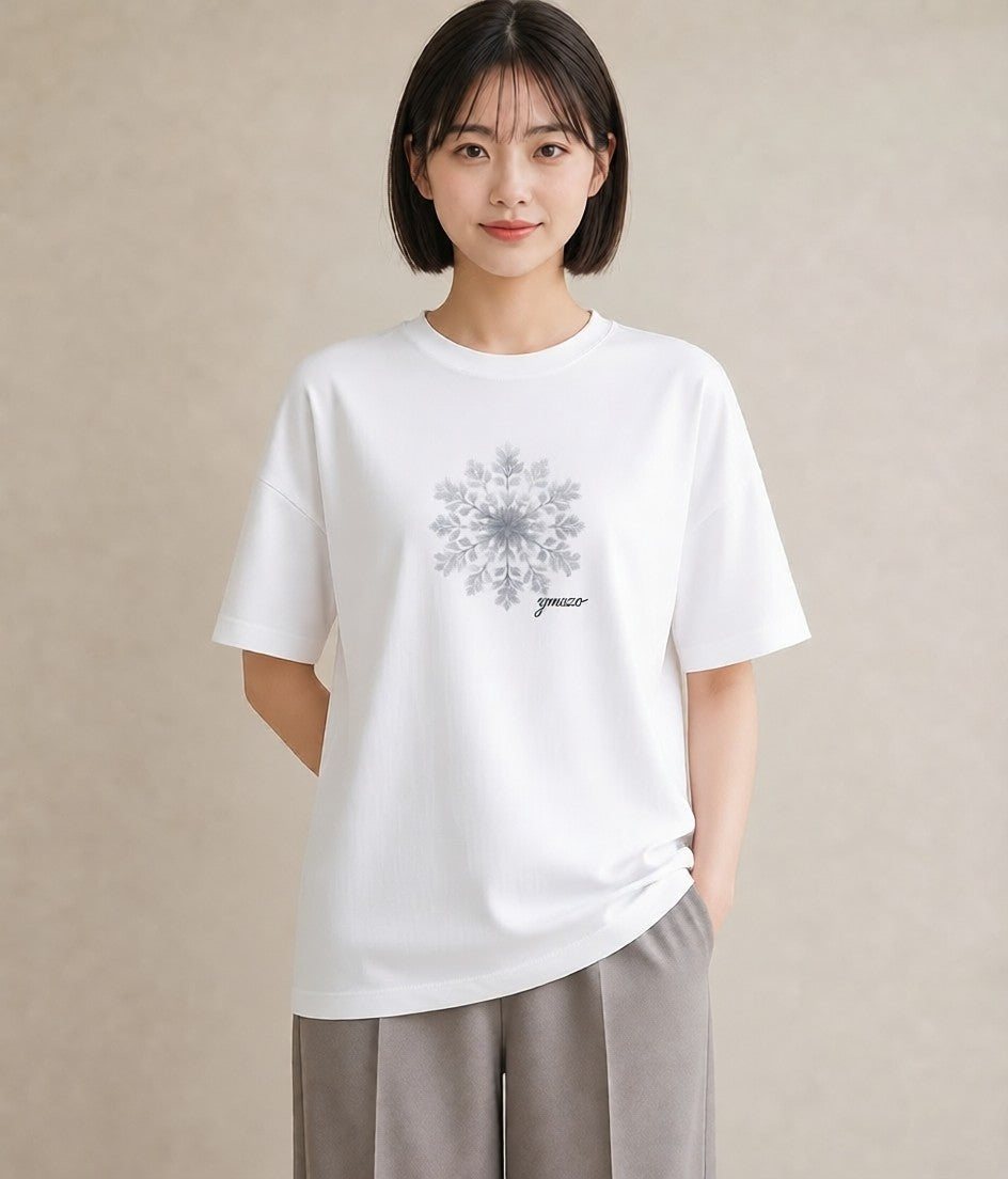 Tシャツ レディース 雪 星空 宇宙 イラスト レトロ 母娘コーデ 自分用 白T
