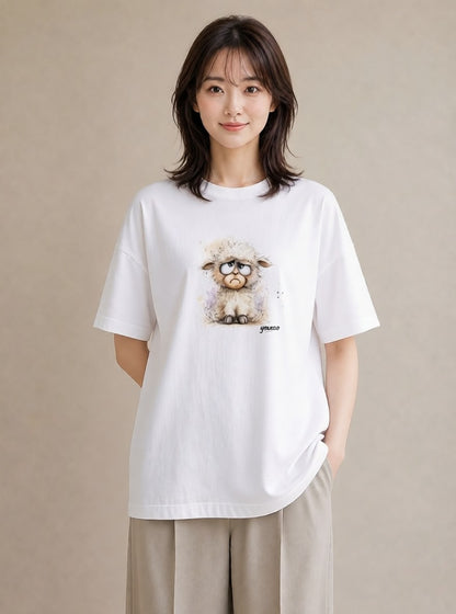 半袖Tシャツ レディース アルパカ 動物 アニマル イラスト レトロ 女子会 お揃い 白T