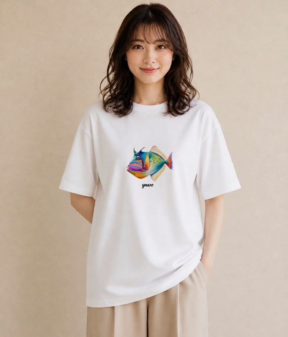 グラフィックTシャツ レディース カクレクマノミ 海の生き物 海 イラスト シンプル 公園 ママ 白T