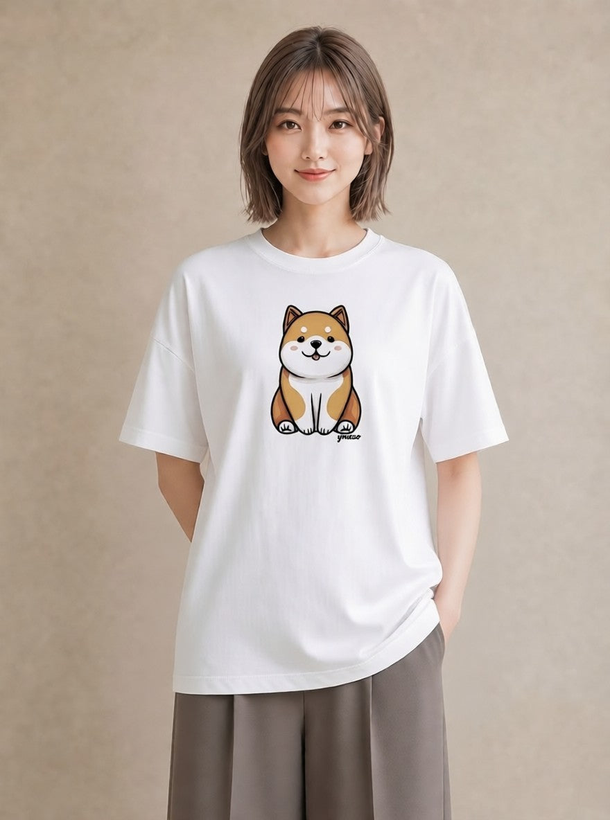 半袖Tシャツ レディース 柴犬 しばいぬ 犬 いぬ イラスト レトロ デイリーウェア 休日 白T