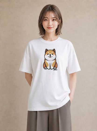 半袖Tシャツ レディース 柴犬 しばいぬ 犬 いぬ イラスト レトロ デイリーウェア 休日 白T