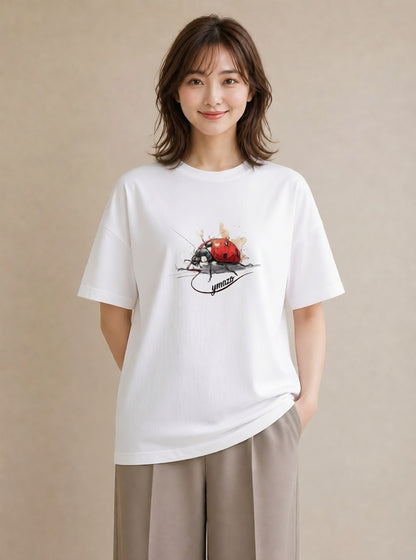 デザインTシャツ レディース てんとう虫 昆虫 虫 イラスト 母娘コーデ 自分用 白T