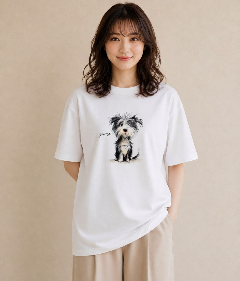 Tシャツ レディース 愛犬 犬 いぬ イラスト ポップ 買い物 夏コーデ 白T