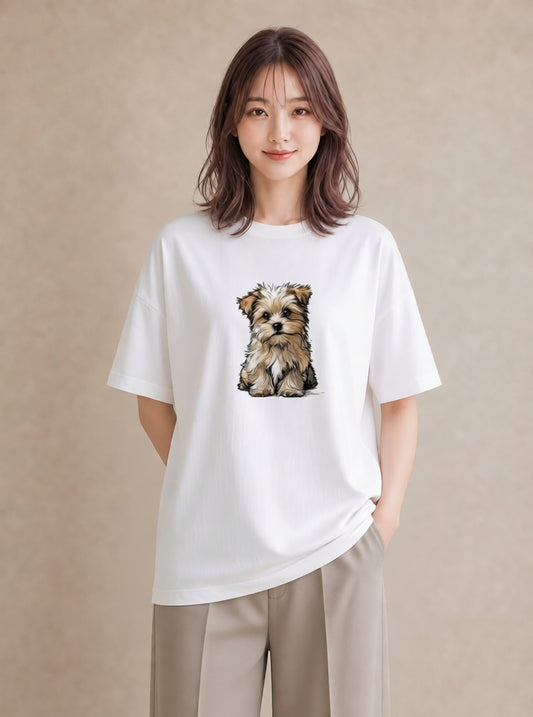 Tシャツ レディース わんちゃん 犬 いぬ イラスト きれいめ ギフト 母の日 白T